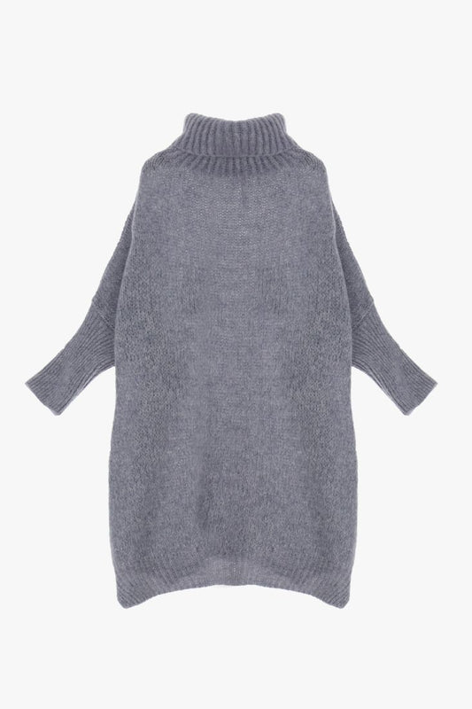 Maglione con collo alto e maniche 3/4 GRIGIO IMPERIAL.