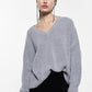 MAGLIONE COLLO A V MANICHE LUNGHE M734724116 GRIGIO IMPERIAL.