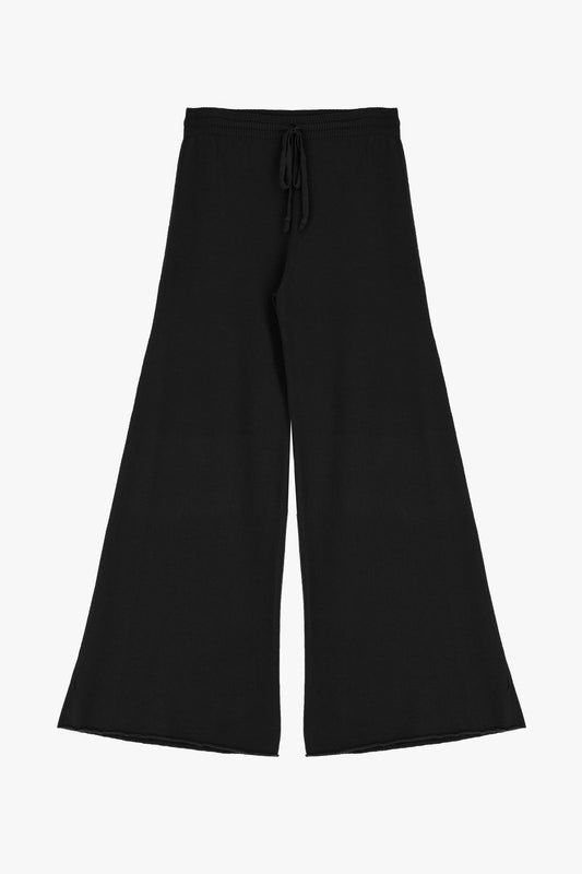 PANTALONI AMPI IN MAGLIA CON COULISSE NERO IMPERIAL.